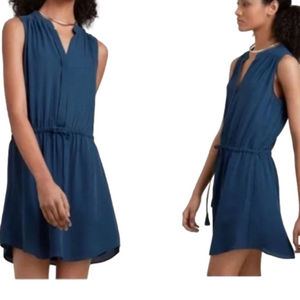 BABATON Aritzia Womens 100% Silk Benedict Mini Dress Drawstring Waist Blue Sz XS